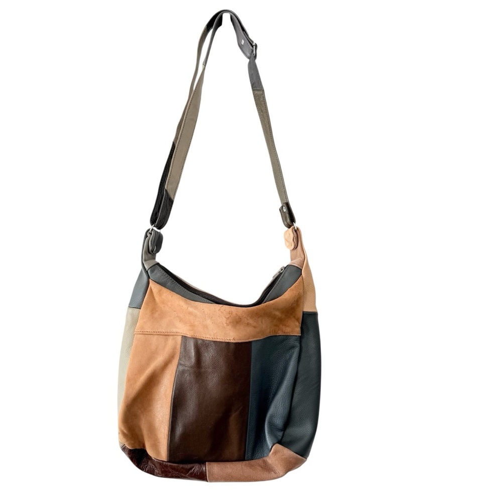 Soft Leather Colorblock Patchwork Multicolored Br… - image 4